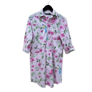 Lauren Ralph Lauren Floral Button Up Night Shirt Nightgown RLR Monogram